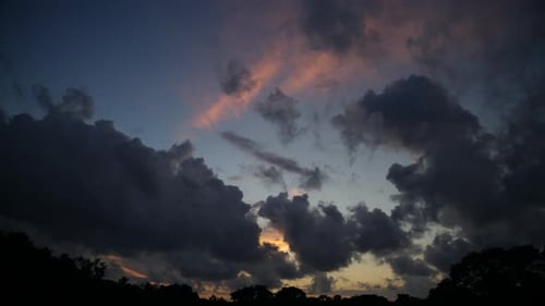 Beautiful drifting clouds on sunset
