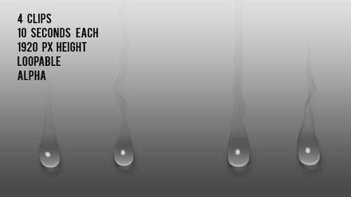 Realistic Sliding Water Drops Alpha Channel Loops