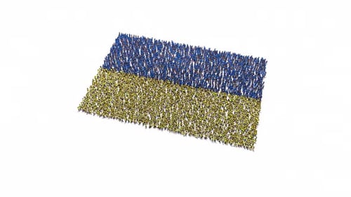 Animated Crowd Forming Ukrainian Flag