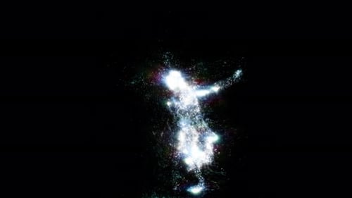 Shimmering Particle Human Figure Dancing Reveal