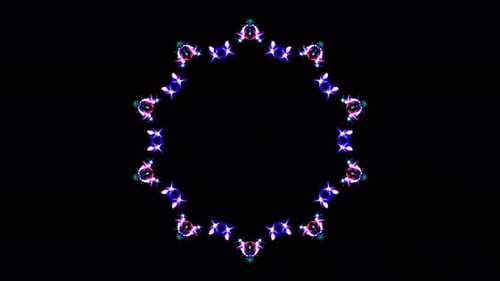 black background. For show, colorful bright ornaments. round shape