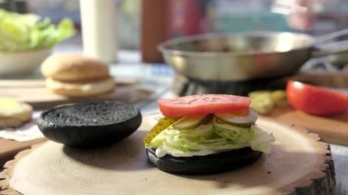 Building Delicious Burger with Fresh Ingredients