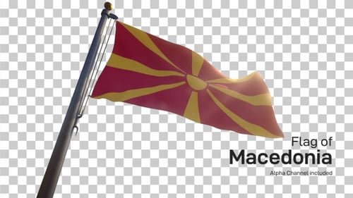 Waving Flag of North Macedonia with Alpha Channel