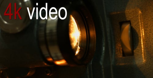 Close Up of Antique Film Projector Lens