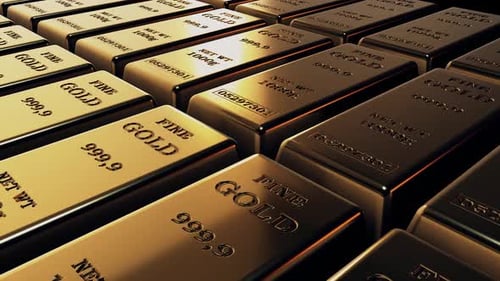 Gold Bars Or Gold Bullion 3d Animation Of A Lot Of Gold Ingots V2 Hd