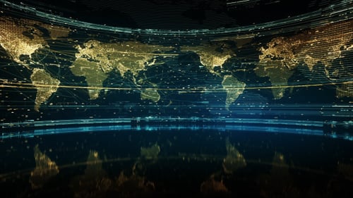 Futuristic Digital World Map Global Network News Background