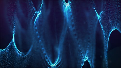 Abstract Blue Digital Particles Flowing Wave Motion Background