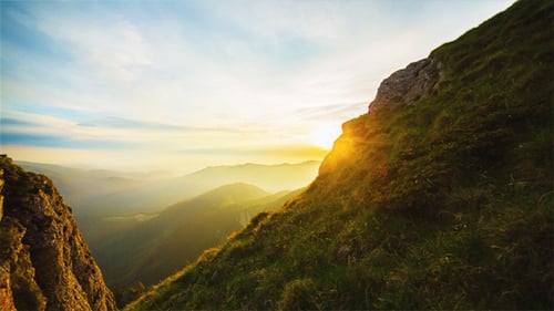 Majestic Mountain Range at Sunrise or Sunset