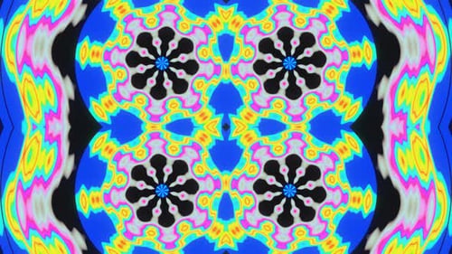 Cheerful Abstract Floral Disco Animation Multicolored Pattern