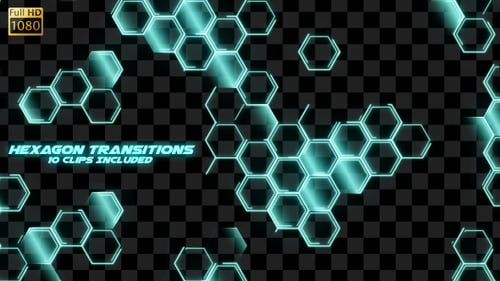 Futuristic Glowing Hexagon Digital Transition Pack