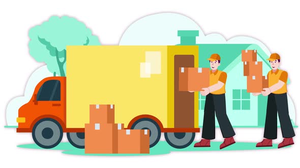 Escena de animación Packers And Movers 02 , Motion Graphics Incluyendo ...