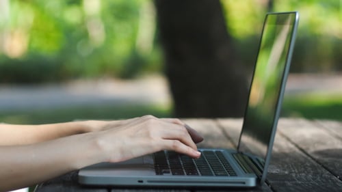 Typing On Laptop
