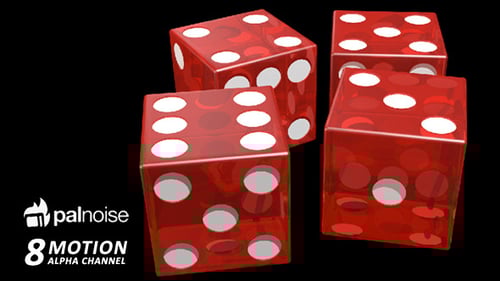 Red Translucent Dice Pack: Tumbling, Rotating, and Transition Animations