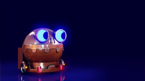Animated Halloween Robot Cart with Pumpkin Skeleton Character