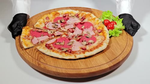 Köstliche hausgemachte Pizza mit Würstchen kochen
