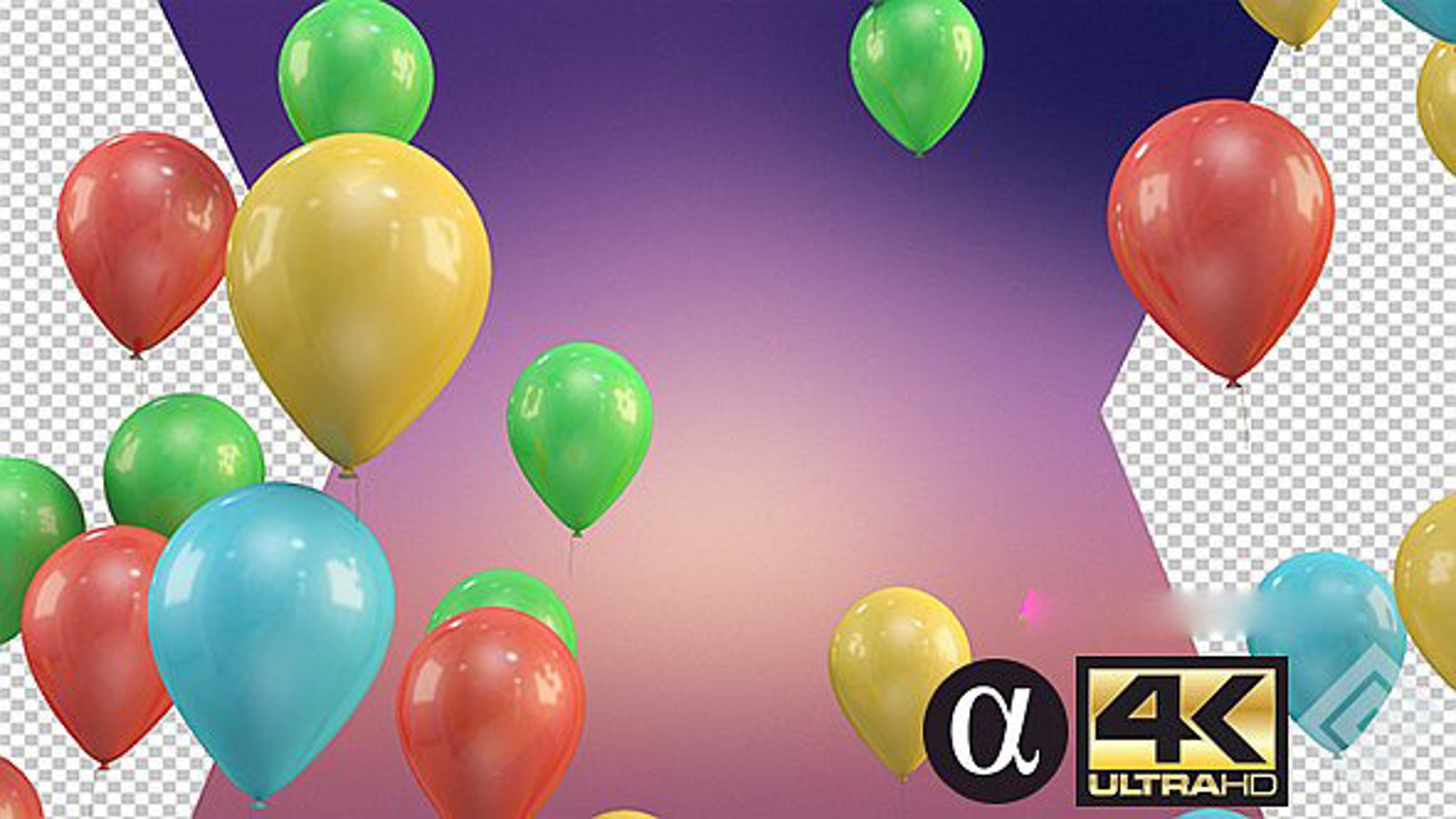 Animated Colorful Party Balloons Flying Up on Alpha Channel ...