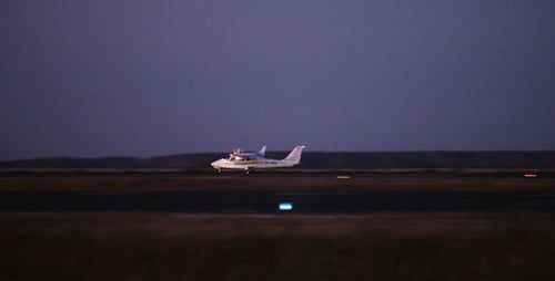 Airplane in twilight