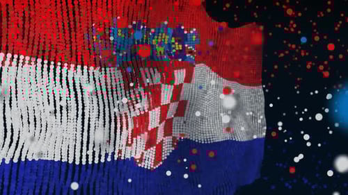 Abstract Particle Waving Croatian Flag Animation