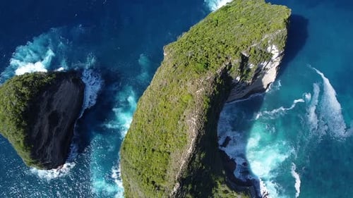 Bali, Indonesia, Aerial View of Kelingking Beach (Manta Bay) in Nusa Penida Island at Sunset