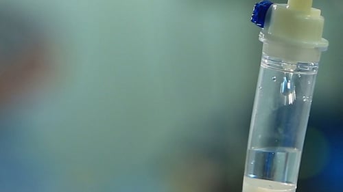 Intravenous Fluid Drip in Hospital Close Up