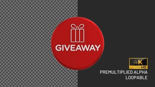 Givaway Rotating Looping Badge with Alpha Channel