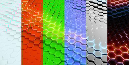 Dynamic Glowing Hexagon Wave Digital Background