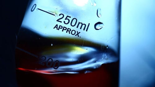 Close Up Of Lab Flask With Liquid