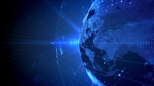 Rotating Digital Earth Globe Loop for Global Communication