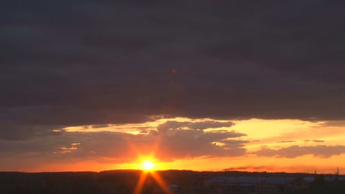 Quick Summer Sunset Over the Forest and Farm