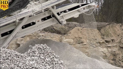 Machinery Separating Rock and Gravel on Conveyor Belt