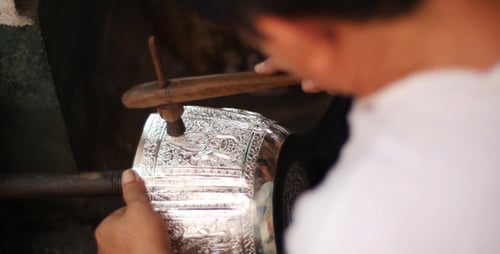 Silversmith At His Workshop