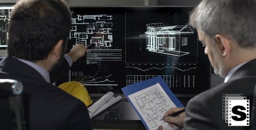 Architekten überprüfen Zeichnungen