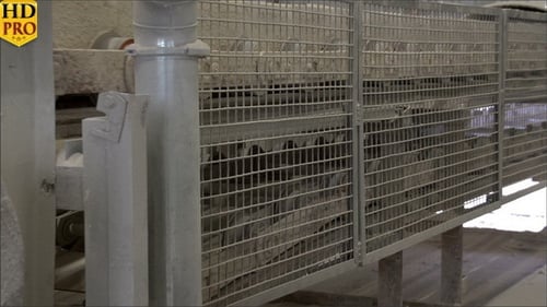 Industrial Machines Encased in Metal Wire Cages