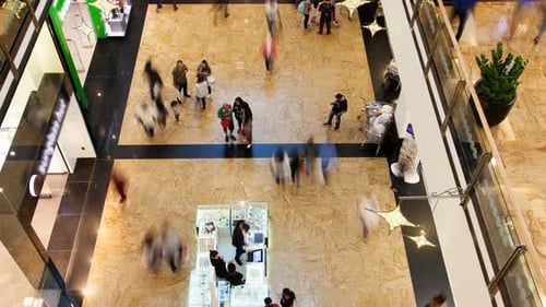 Shopping Mall Hall Time Lapse. Pan Up