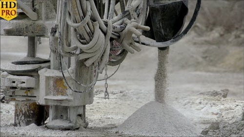 Crushed Limestones Dropping from the Driller