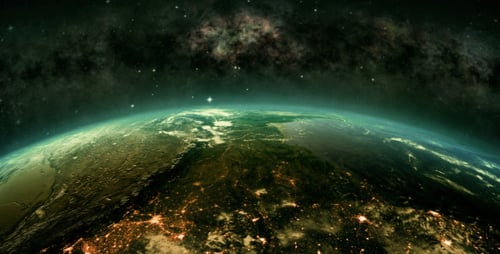 Cinematic Global Earth Rotation with Horizon Glow