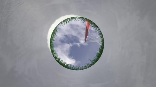 Golf Ball Flies Into the Hole at the Camera View Inside the Hole Closeup