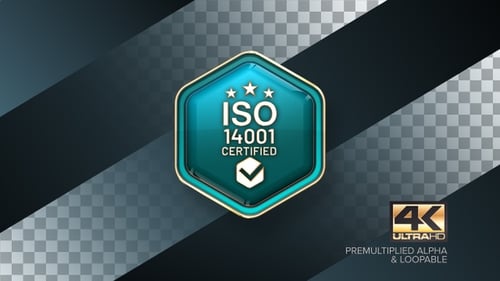 Certificación ISO 14001 Insignia giratoria Elemento de diseño de bucle 4K