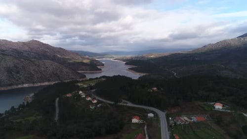 Fly Above River and Mountains