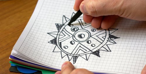 Der Mensch zeichnet eine Illustration