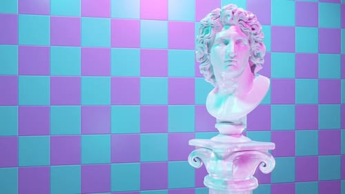 Ästhetische Vaporwave-Statuenlichter mit wechselndem Farbverlauf