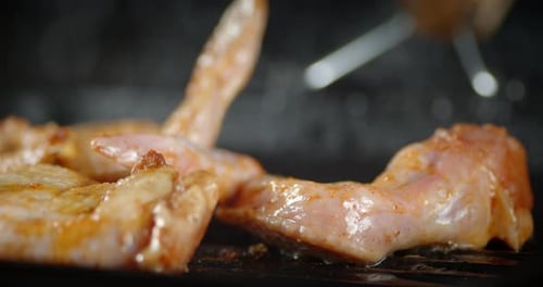 Chicken Wings Sizzle on Hot Grill