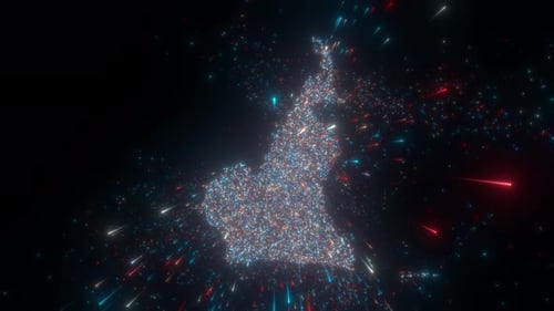 Sparkling Particle Map of Cameroon with Dynamic Light Streaks