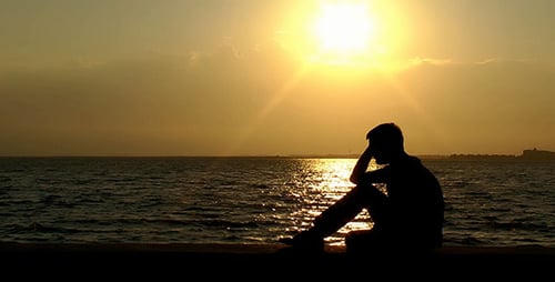 Sad Man at Seaside