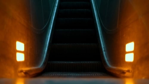 Escalator Moving Upward with Orange Side Lights