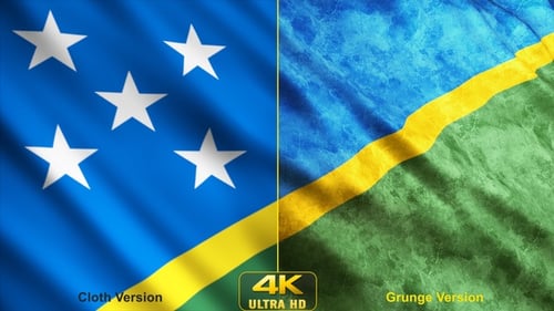 Solomon Islands Flag Waving Animation with Two Styles