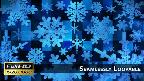 Animated Blue Snowflakes Falling Seamless Loop Background