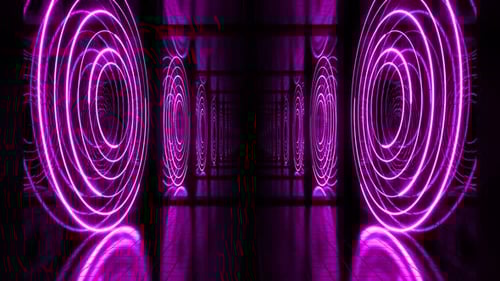 Túnel circular morado con círculos