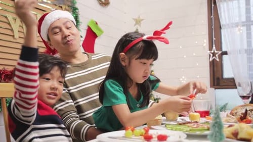 Family Christmas Celebration Meal at Home
