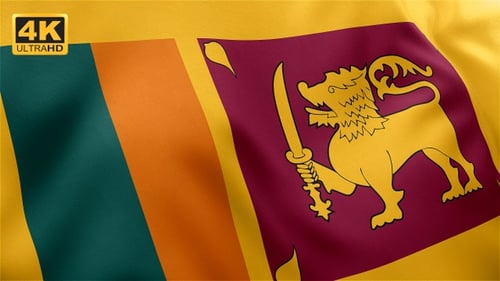 Realistic National Flag of Sri Lanka Waving in Wind